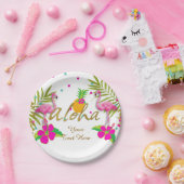 アロハルアウ（ハワイ式宴会）ガールズトロピカルフラミンゴバースデーパーティー ペーパープレート (パーティー)