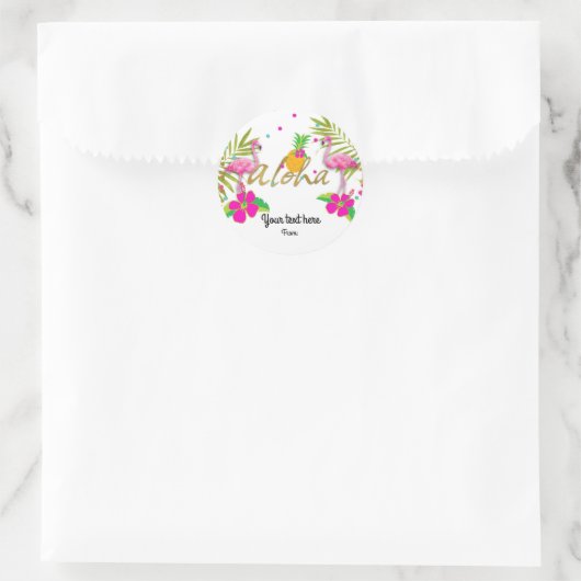 アロハルアウ(ハワイ式宴会)ガールズトロピカルフラミンゴパーティーの好意 ラウンドシール (バッグ)