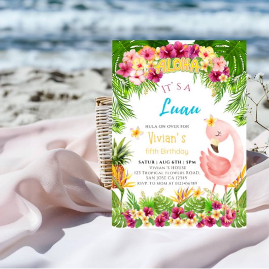 アロハルアウ（ハワイ式宴会）ガールバースデーパーティー 招待状