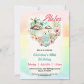 アロハルアウ(ハワイ式宴会)サマー40th誕生日ビーチトロピカル 招待状 (正面)