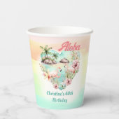 アロハルアウ（ハワイ式宴会）サマー40th誕生日ビーチトロピカル 紙コップ (裏面)