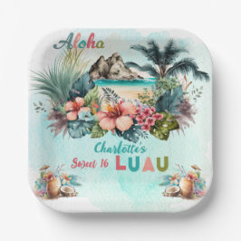 アロハルアウ（ハワイ式宴会）トロピカルアイランドビーチスウィート16パーティー ペーパープレート
