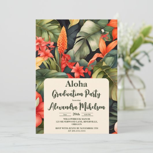 アロハルアウ（ハワイ式宴会）トロピカルアイランドビーチ卒業パーティー 招待状 (スタンド正面)