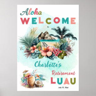 アロハルアウ（ハワイ式宴会）トロピカルアイランドビーチ退職パーティー ポスター