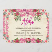 アロハルアウ（ハワイ式宴会）トロピカルカップルズシャワー招待状 招待状 (正面/裏面)