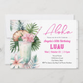 アロハルアウ(ハワイ式宴会)トロピカルドリンク50誕生日 招待状 (正面)