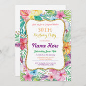 アロハルアウ(ハワイ式宴会)トロピカルバースデーパーティ招待状 招待状 (正面/裏面)