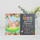 アロハルアウ（ハワイ式宴会）トロピカルファーストファースト誕生日招待状 招待状 (スタンド正面)