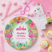 アロハルアウ(ハワイ式宴会)トロピカルフラミンゴ誕生会 ペーパープレート (パーティー)