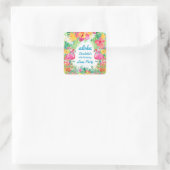 アロハルアウ(ハワイ式宴会)トロピカルフラミンゴ誕生日ブルー スクエアシール (バッグ)