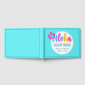 アロハルアウ（ハワイ式宴会）トロピカルブライトピンクハイビスカス ゲストブック (全面)