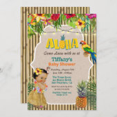 アロハルアウ（ハワイ式宴会）トロピカルベビーシャワー招待状 招待状 (正面/裏面)