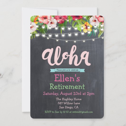 アロハルアウ(ハワイ式宴会)トロピカルリタイアメント招待状 招待状 (正面)