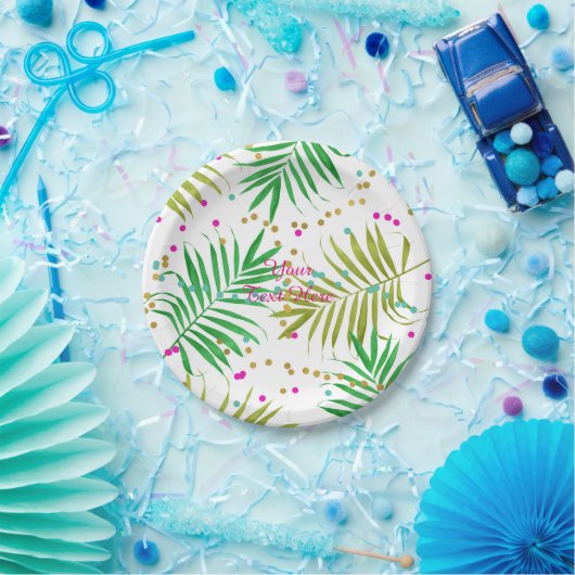 アロハルアウ（ハワイ式宴会）トロピカル葉スバースデーパーティー ペーパープレート (パーティー)