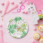 アロハルアウ（ハワイ式宴会）トロピカル葉スバースデーパーティー ペーパープレート (パーティー)