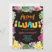 アロハルアウ(ハワイ式宴会)トロピカ素朴ルサマーガール誕生日 招待状 (正面)
