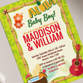 アロハルアウ（ハワイ式宴会）ハワイアントロピカルカップルズベビーシャワー 招待状