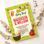 アロハルアウ（ハワイ式宴会）ハワイアントロピカルカップルズベビーシャワー 招待状