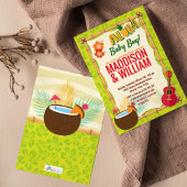 アロハルアウ（ハワイ式宴会）ハワイアントロピカルカップルズベビーシャワー 招待状