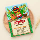 アロハルアウ（ハワイ式宴会）ハワイアントロピカルサマー誕生日 招待状
