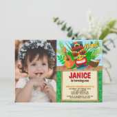 アロハルアウ（ハワイ式宴会）ハワイアン熱帯夏誕生日写真 招待状 (スタンド正面)