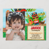 アロハルアウ（ハワイ式宴会）ハワイアン熱帯夏誕生日写真 招待状 (正面/裏面)
