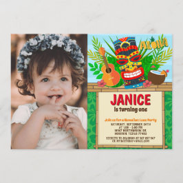 アロハルアウ（ハワイ式宴会）ハワイアン熱帯夏誕生日写真 招待状