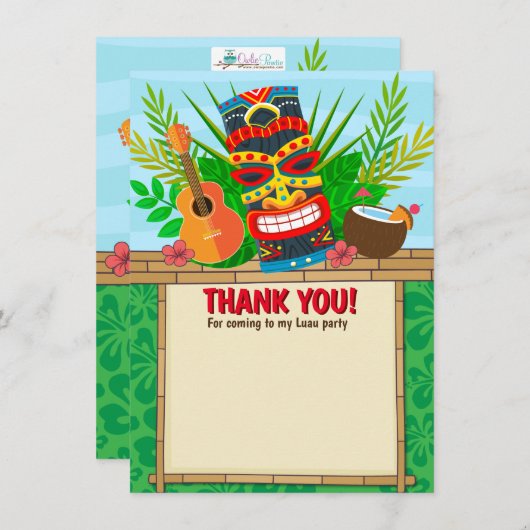 アロハルアウ（ハワイ式宴会）ハワイアン熱帯誕生日ベビーシャワー サンキューカード (正面/裏面)
