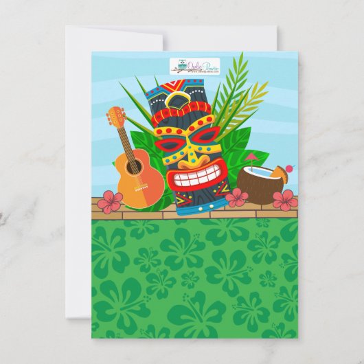 アロハルアウ（ハワイ式宴会）ハワイアン熱帯誕生日ベビーシャワー サンキューカード (裏面)