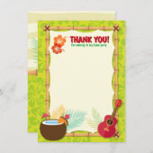 アロハルアウ（ハワイ式宴会）ハワイアン熱帯誕生日ベビーシャワー サンキューカード (正面/裏面)