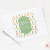 アロハルアウ（ハワイ式宴会）パイナップルパタンありがとうステッカー スクエアシール (封筒)