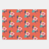 アロハルアウ（ハワイ式宴会）パーソナライズされた名ガールサマーバースデー ラッピングペーパーシート (正面)