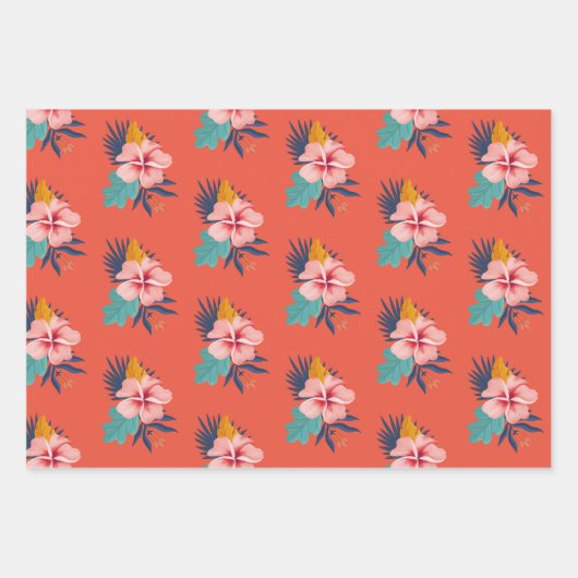 アロハルアウ（ハワイ式宴会）パーソナライズされた名ガールサマーバースデー ラッピングペーパーシート (正面)