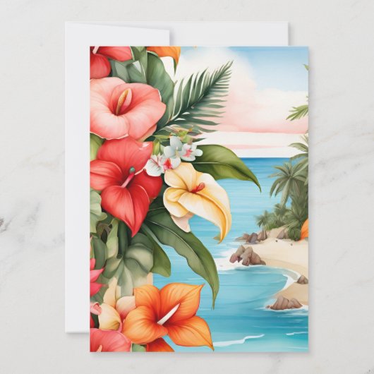 アロハルアウ（ハワイ式宴会）パーティー熱帯フローラ卒業 招待状 (裏面)