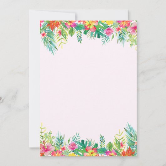 アロハルアウ(ハワイ式宴会)パーティー熱帯卒業招待状 招待状 (裏面)