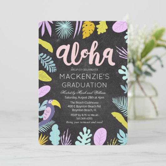 アロハルアウ（ハワイ式宴会）熱帯卒業パーティー招待状 招待状
