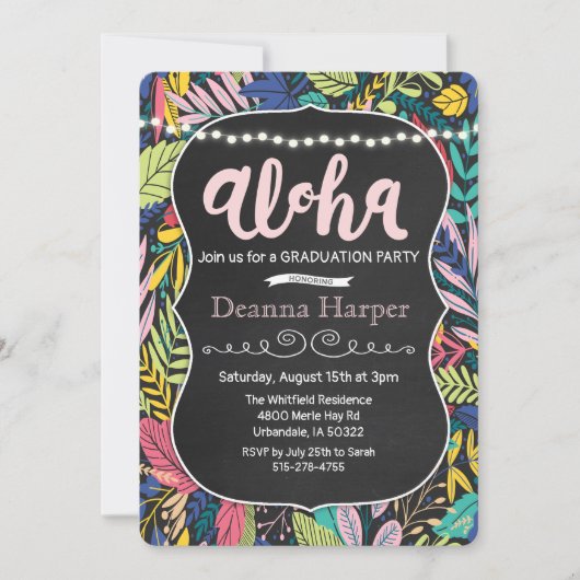 アロハルアウ（ハワイ式宴会）熱帯卒業招待状 招待状 (正面)