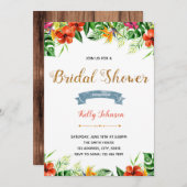 アロハルアウ(ハワイ式宴会)熱帯夏ブライダルシャワーパーティー 招待状 (正面/裏面)