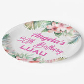 アロハルアウ（ハワイ式宴会）熱帯成人誕生日 ペーパープレート (アングル)
