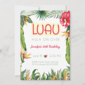 アロハルアウ（ハワイ式宴会）誕生日熱帯フローラパーティー 招待状 (正面)