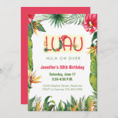 アロハルアウ（ハワイ式宴会）誕生日熱帯フローラパーティー 招待状 (正面/裏面)