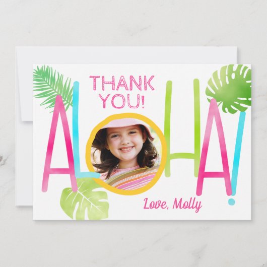 アロハルアウ（ハワイ式宴会）誕生日熱帯写真 サンキューカード (正面)