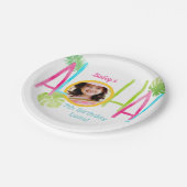 アロハルアウ（ハワイ式宴会）誕生日熱帯写真 ペーパープレート (アングル)