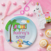 アロハルアウ(ハワイ式宴会)誕生日 ペーパープレート (パーティー)