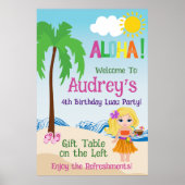 アロハルアウ（ハワイ式宴会）誕生日 ポスター (正面)