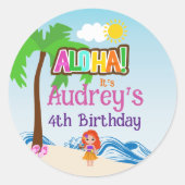 アロハルアウ(ハワイ式宴会)誕生日 ラウンドシール (正面)