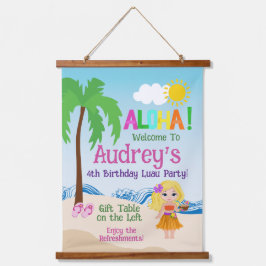 アロハルアウ(ハワイ式宴会)誕生日 吊り下げ型タペストリー