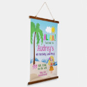 アロハルアウ（ハワイ式宴会）誕生日 吊り下げ型タペストリー (傾斜あり)