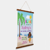 アロハルアウ（ハワイ式宴会）誕生日 吊り下げ型タペストリー (傾斜あり)