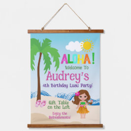 アロハルアウ(ハワイ式宴会)誕生日 吊り下げ型タペストリー